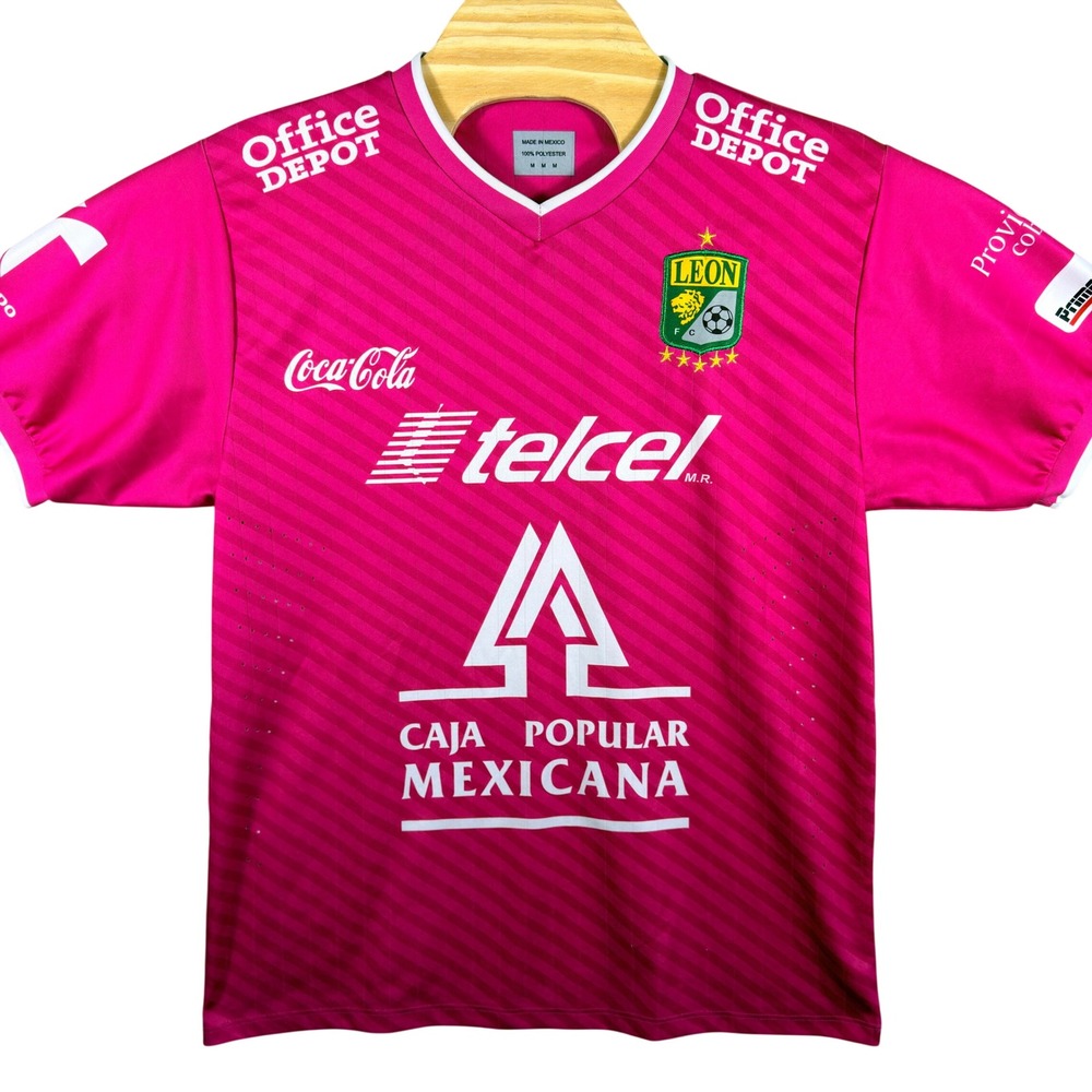 Club Leon Soccer‎ Jersey Mens Medium Pink Short Sleeve Telcel Coca-Cola